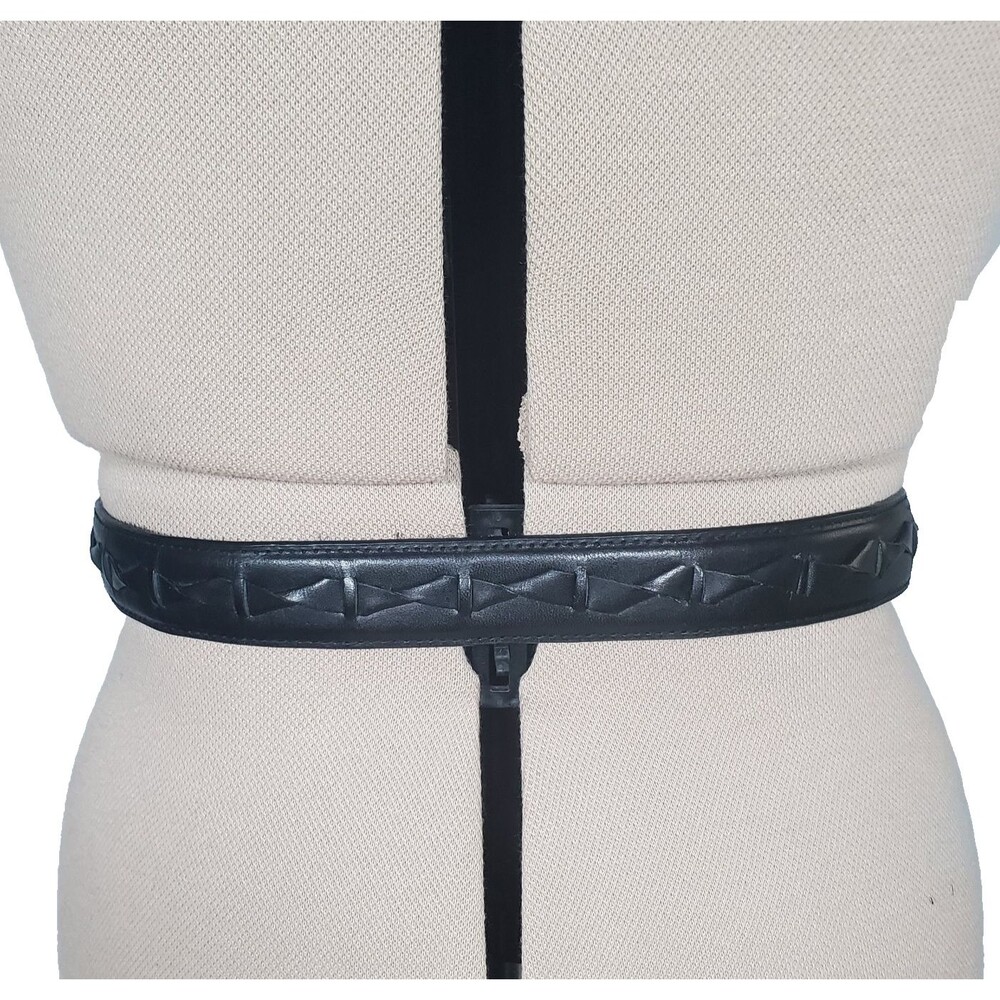 Unbranded Men’s Black Leather Belt 42” (105 cm) Full Grain Threaded Detail